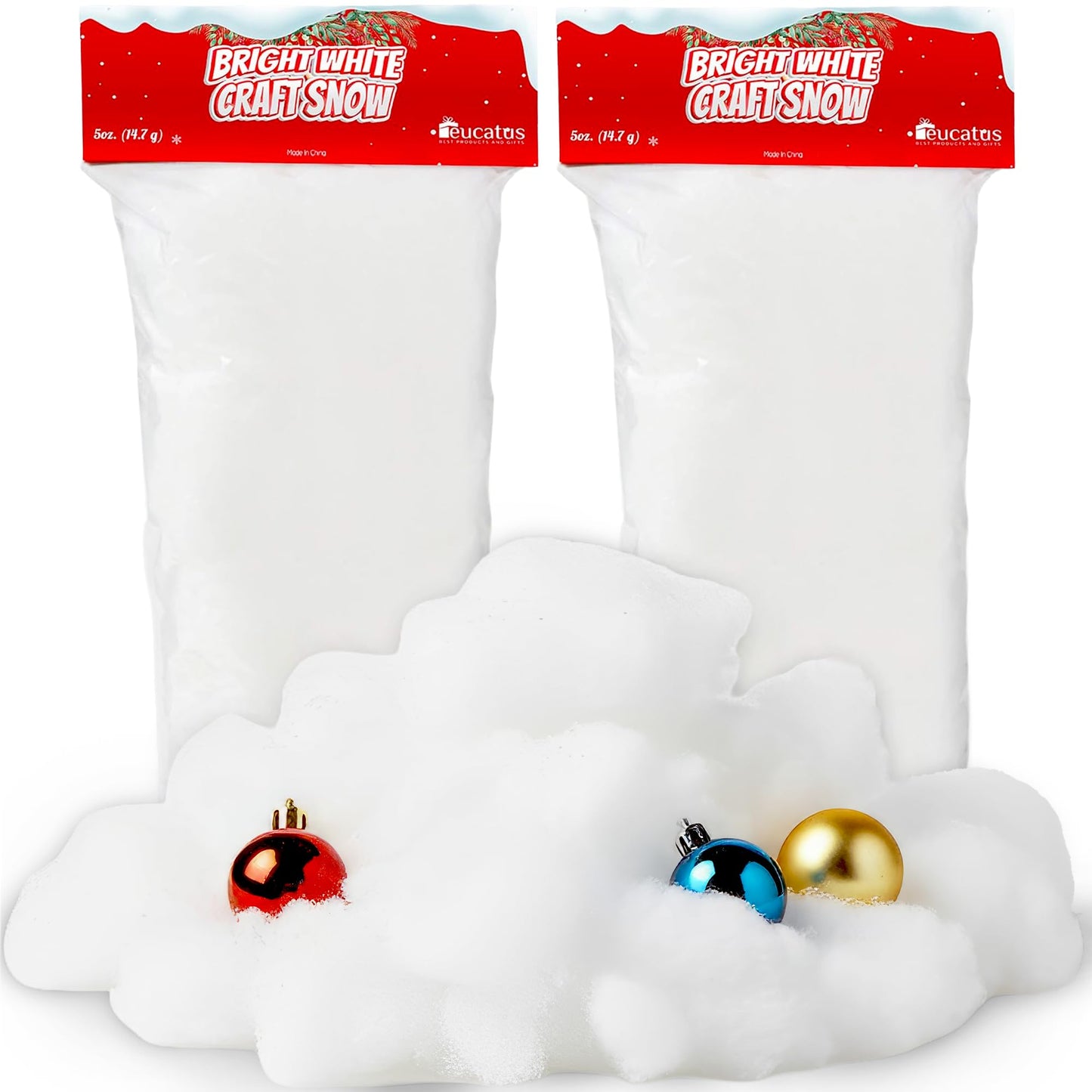 Eucatus 2 Pack Fake Snow Fluff Sheet – 30 sqft Fluffy Cotton-Like Christmas Snow for Mantle, Tabletop, Winter Village, Tree Base & Nativity Display Decoration