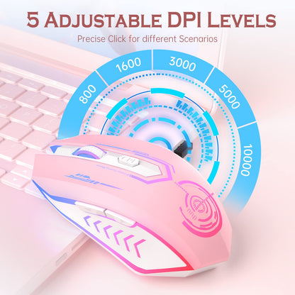 UHURU Wireless Gaming Mouse Up to 12000 DPI, Rechargeable USB-C Wireless Mouse with 7 Buttons 7 Dynamic LED Color Ergonomic Programmable MMO RPG for PC Laptop, Compatible with Windows Mac