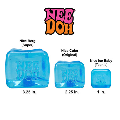 NeeDoh Niceberg - Large Squishy Ice Cube Fidget Toy For Kids, Nee Doh Stress Balls, Sensory Fidgets, Squidgy Toys For Anxiety Relief, Safe Non-Toxic Gel Texture, Age 3 Year Olds +