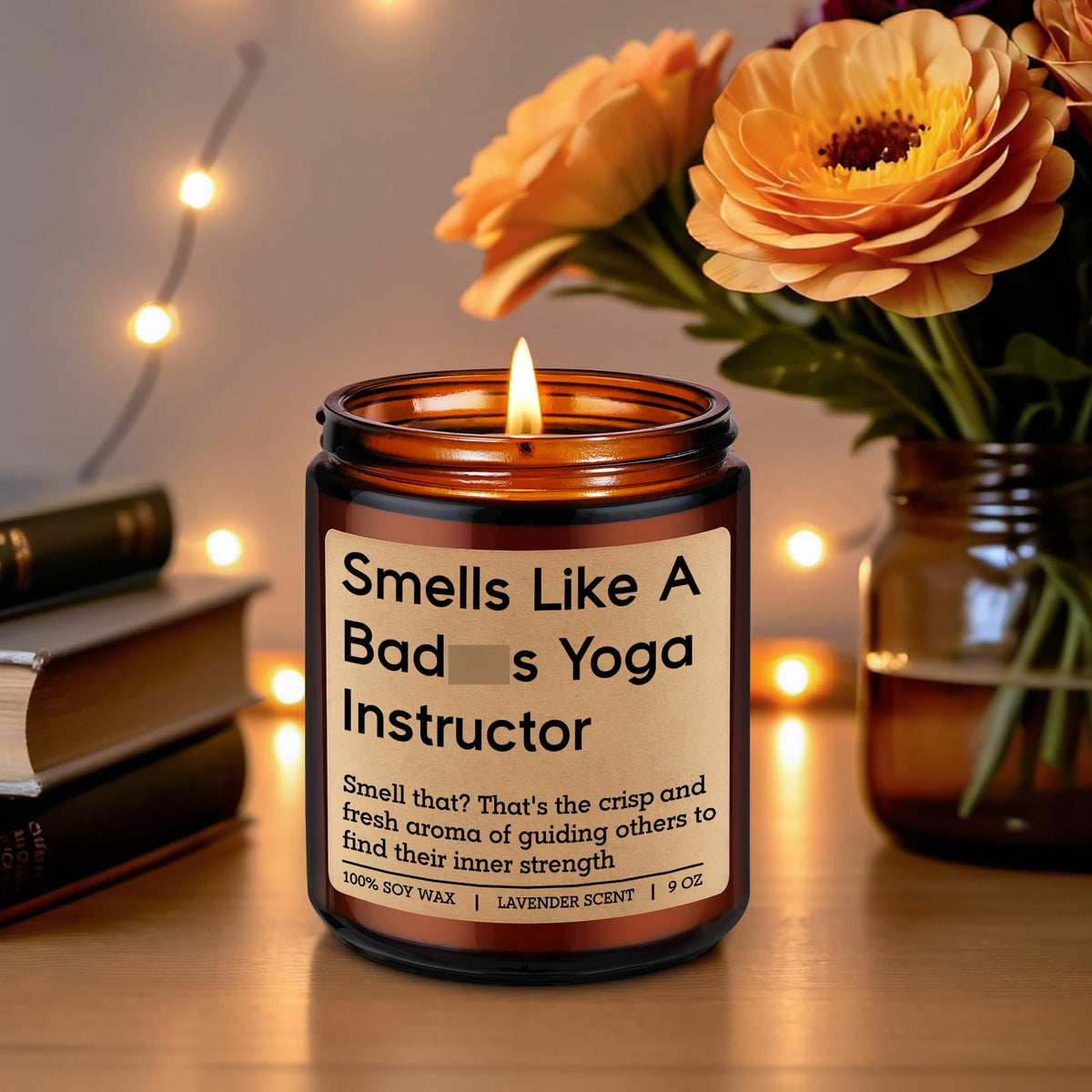 GSPY Scented Candle - Yoga Instructor Teacher Gifts, Yoga Gifts for Women, Men - Funny Meditation, Zen, Birthday, Mothers Day, Appreciation Ideas for Yogis, Yogic Lovers, Wellness Coach, Friend, Mom