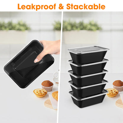 fapugh 50 pack (100 pieces) 25oz meal prep containers, reusable, easy to open with lid, food safe, suitable for microwave ovens, refrigerators and dishwashers, plastic food storage trays
