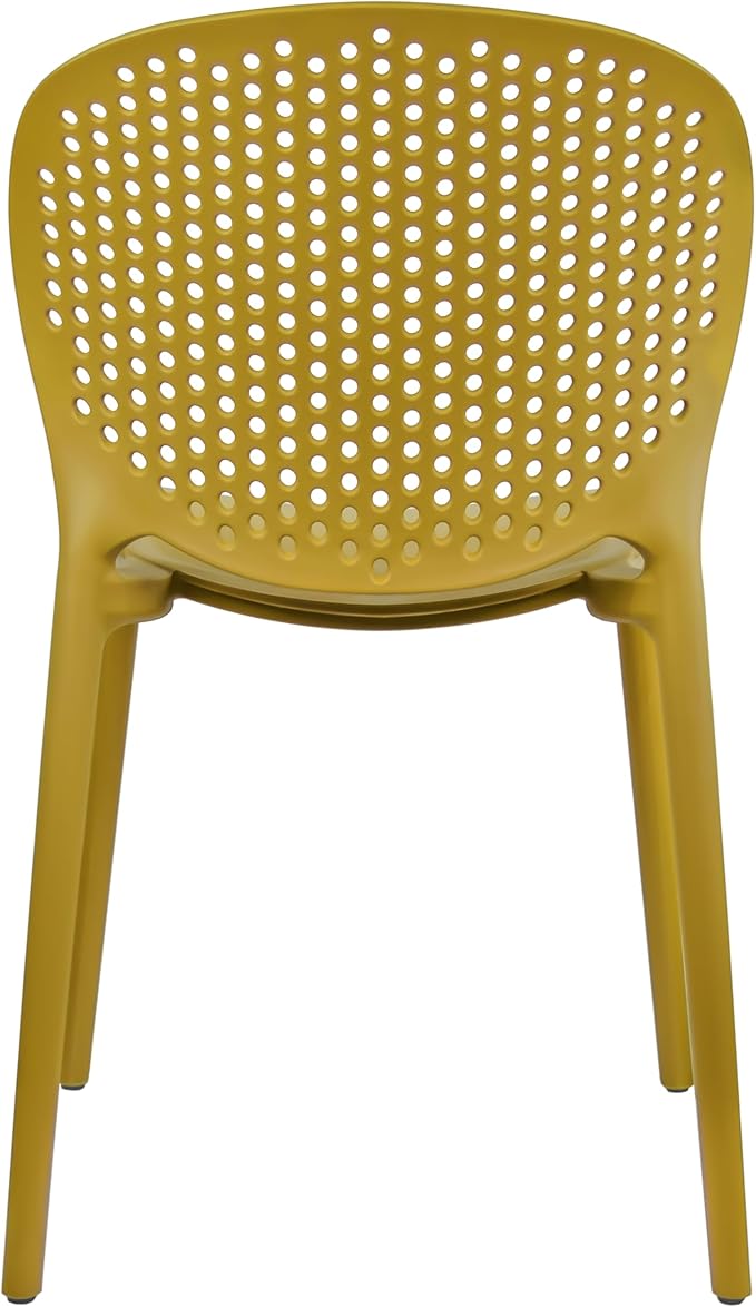 2xhome Set of 4 Patio Dining Chairs | Modern Stackable Outdoor Pool Side Chair | Weather Resistant Plastic for Yard, Porch, Balcony, Kitchen, Yellow