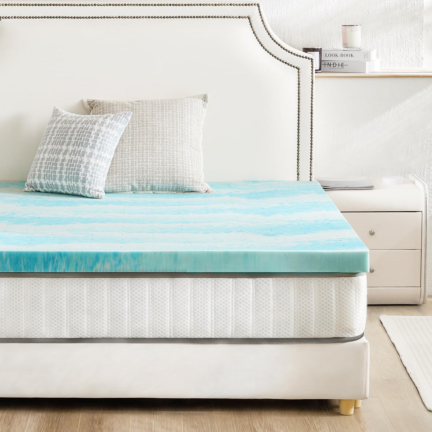 Sweetcrispy Mattress Topper King, 3 Inch Thick Memory Foam Gel Infused Cooling Pad for Pressure Relieve for King Size Bed, Sleeper Sofa, RV, Camper, CertiPUR US Certified, Ventilated and Breathable