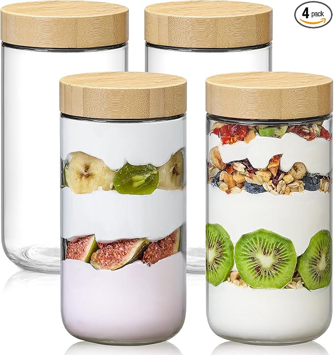 NETANY 4-pack 24oz Glass jars