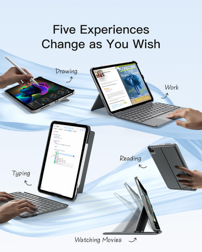 Inateck Keyboard Case for iPad A16 11th Gen 2025 11 inch/10th Gen 2022 10.9 inch, Ultralight Keyboard with Touchpad for iPad Air 11 inch M3 2025/M2 2024, Air 5/4, Pro 11" 4/3/2/1, Detachable, KB04122