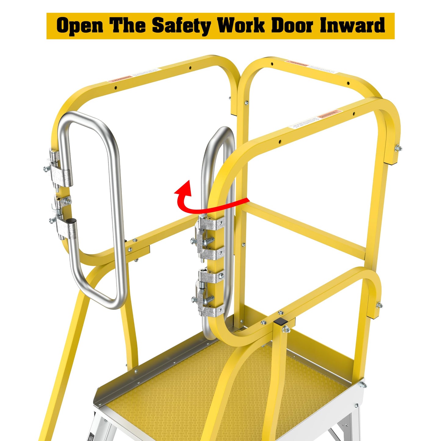 WIILAYOK 5 Step Ladder Aluminum Rolling Platform Ladders with 360° Guardrail System, Industrial Safety Non-Slip Rolling Ladder with Wheels for Warehouse, Garage, 375 lbs Capacity