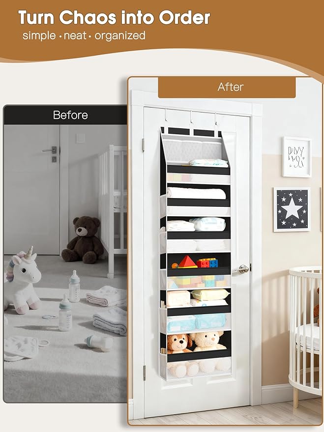 Criusia 2 Pack Over the Door Organizer, Heavy-Duty 6-Shelf Hanging Storage