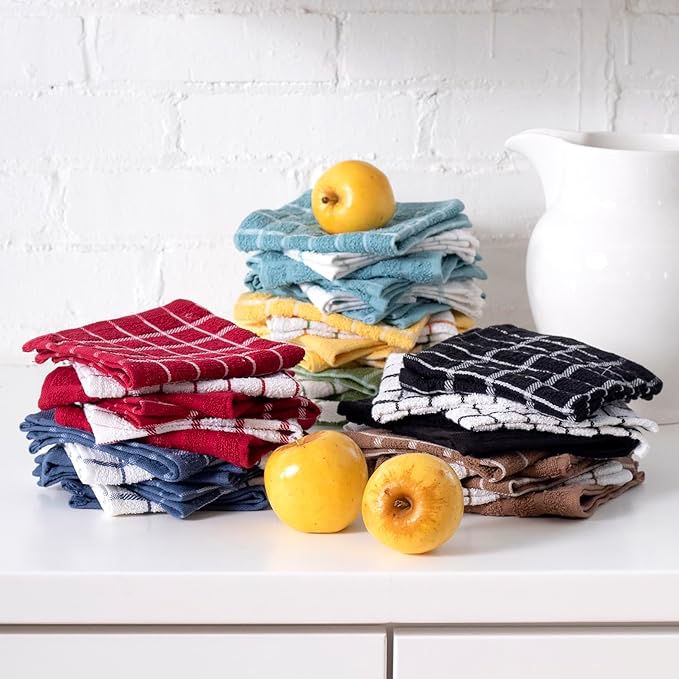 Ritz Terry Check Dish Cloth Set: Highly Absorbent & Super Soft