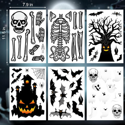 Suponar Halloween Window Clings and Decals for Glass, Home Party Decorations, 6 Sheets