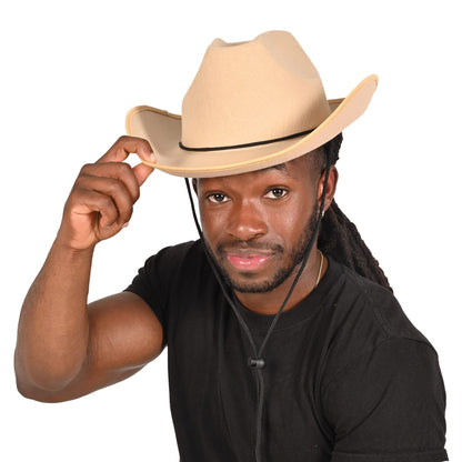 Beistle Novelty Felt Cowboy Hat For Country Western Theme Wild West Party Supplies, Halloween Costume Dress Up, Tan