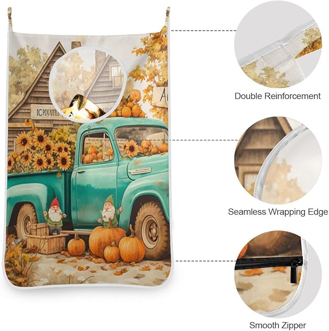Thanksgiving Truck Pumpkin Orange Hanging Laundry Hamper Door Hampers Bag Basket