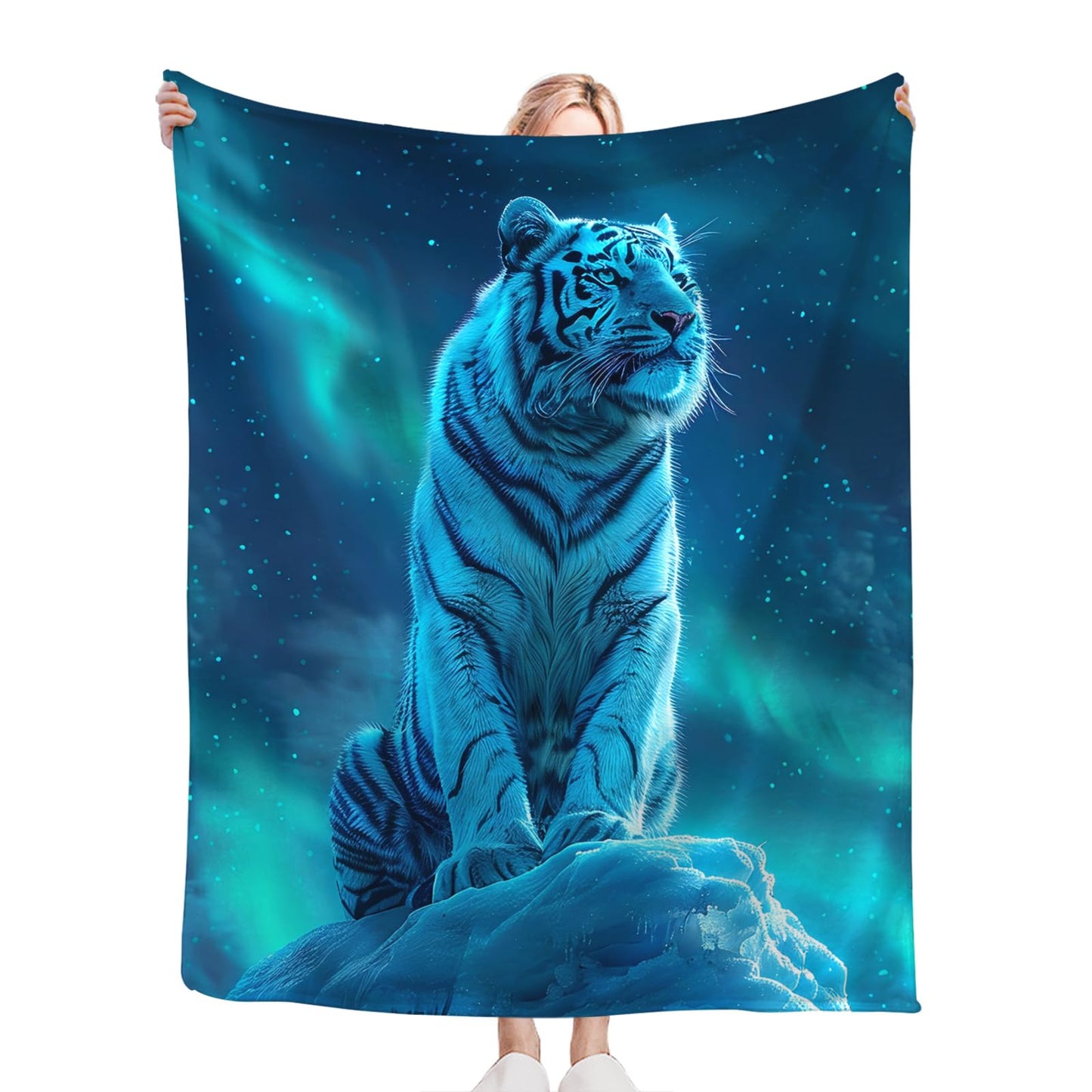 Tijuboni White Tiger Throw Blanket Tiger Gifts for Girls Boys Women Men Kids Adults Soft Flannel Fleece Blanket for Couch Sofa Bed Home Decor 40"x50"