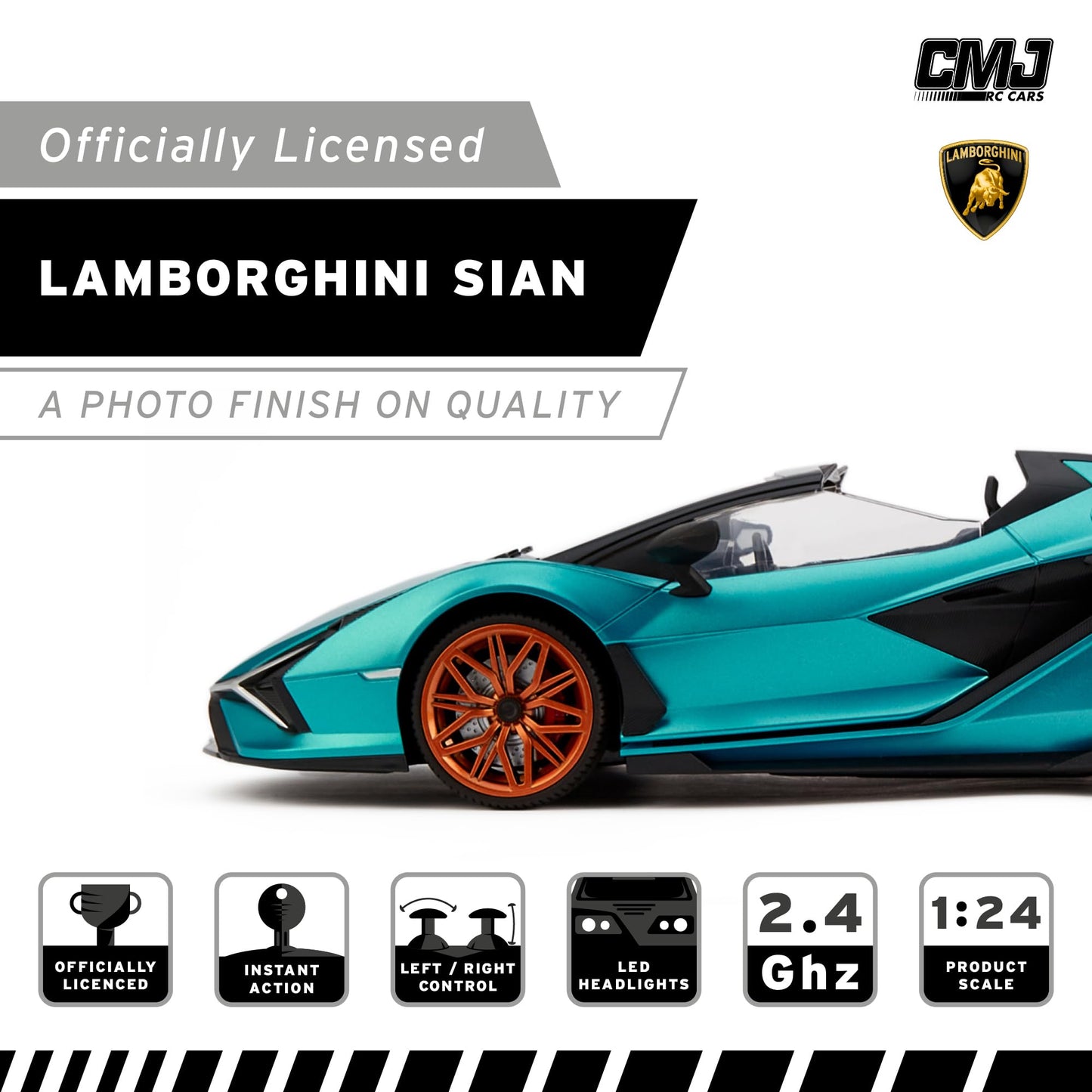 1:24 Scale Officially Licensed RC Lamborghini Sián FKP 37, Blue Lambo Sport Racing Hobby Toy Car Model Vehicle for Boys Girls and Adults Gift