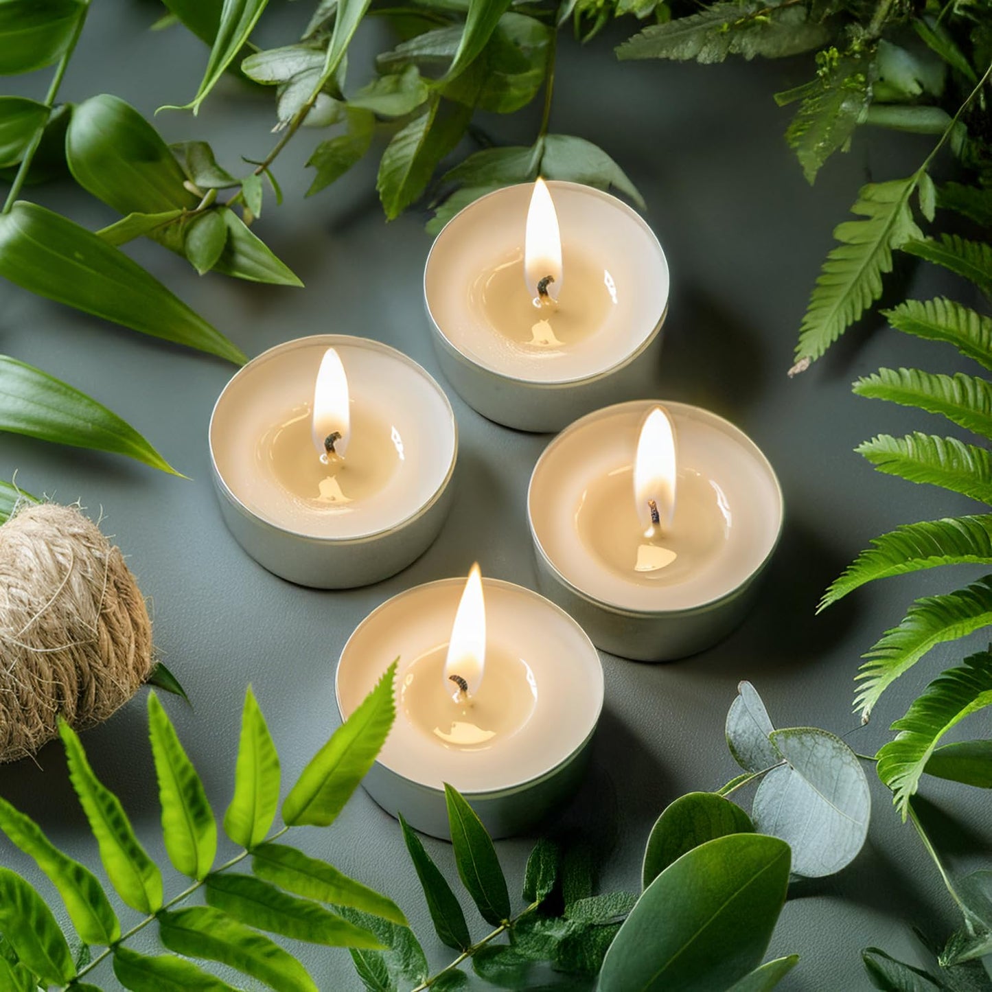 Unscented Tea Lights Candles 200 Pack,6 Hours Long Burning White Tea Candles Bulk,Non-Paraffin, Clean Burn, Smokeless, Palm Tealight Candles for Wedding,Centerpiece,Christmas Lights,Home Decor