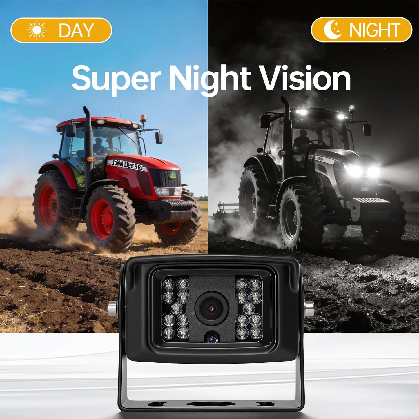 7" AHD Backup Camera System, IP69K Heavy‑Duty Reverse Rear View Camera with Guide Line, Night Vision, 20G Vibration‑Proof, Plug and Play for Truck/RV/Trailer/Tractor/Excavator/Heavy Equipment