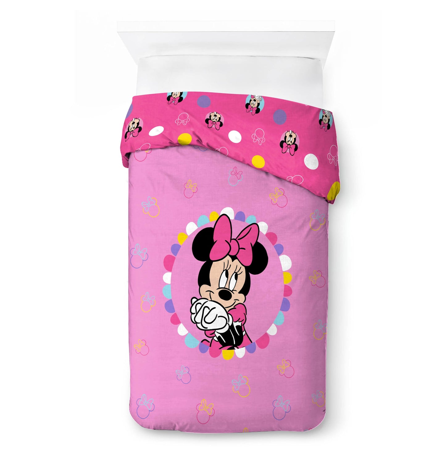 Jay Franco Duvet Cover Set – 2 Piece Comforter Cover and Sham Set, Super Soft Cozy Kids Bedding (Insert Not Included) Pink- Minnie Mouse, Twin