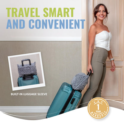 BOACAY Packable Travel Blanket for Airplane, Car - Compact Office Blanket - Portable Pillow for Adults, Kids with Case, Luggage Sleeve, Backpack Clip