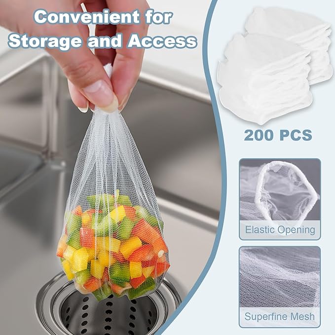 200 PCS Kitchen Mesh Sink Strainer, Disposable Sink Strainer Covers, Drain Nets