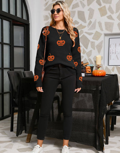 Alsol Lamesa Women's Cute Heart Sweater Crew Neck Long Sleeve Pullover Halloween Sweaters for Women