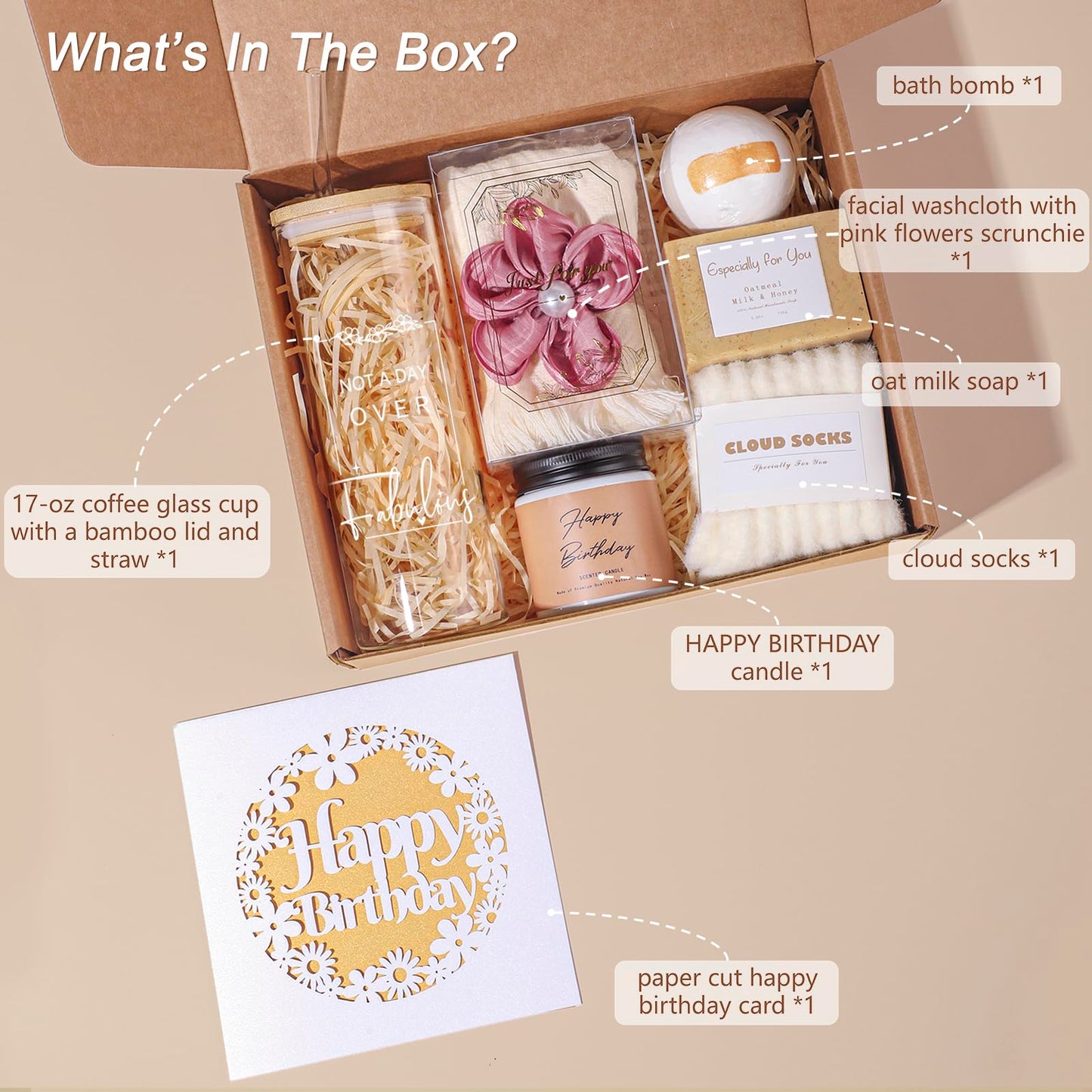 Gifts for Her, Birthday Gifts for Women, Happy Birthday Gift Set for Sister, Unique Birthday Gift for Mom, Funny Gift Ideas, gift Box for Wife Best Friends Daughter Coworkers Aunt Teacher