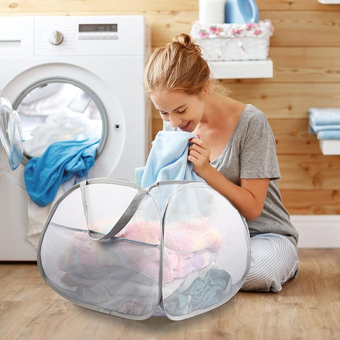 2 Pack Collapsible Laundry Baskets, 90L Large Foldable Laundry Basket, Durable