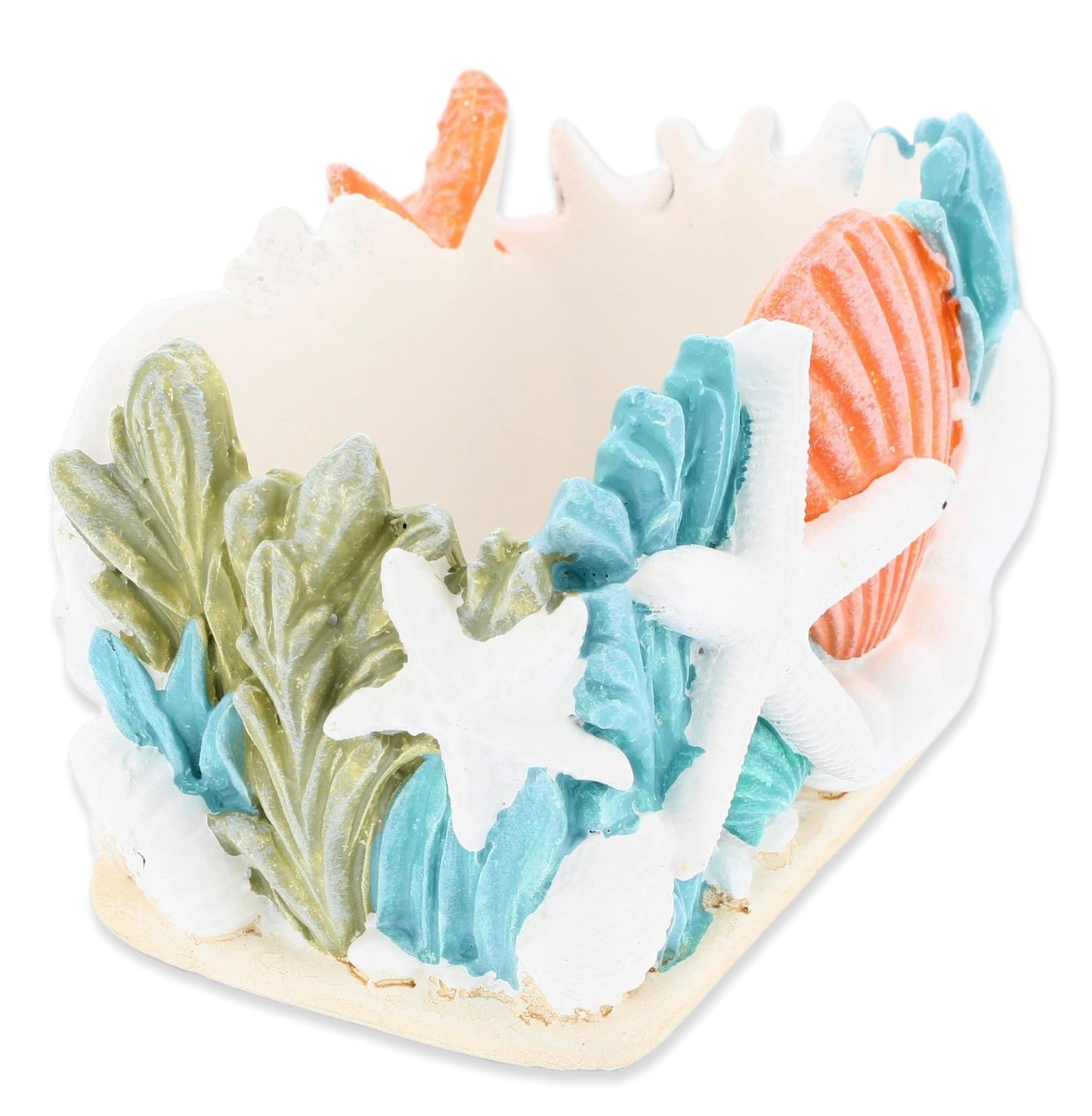 The Bridge Collection Decorative Coral Salt And Pepper Shaker Holder With Shakers Included - Coastal Kitchen Table Accent For Ocean Or Beach Theme - Seaside Kitchen Decor For Beach House