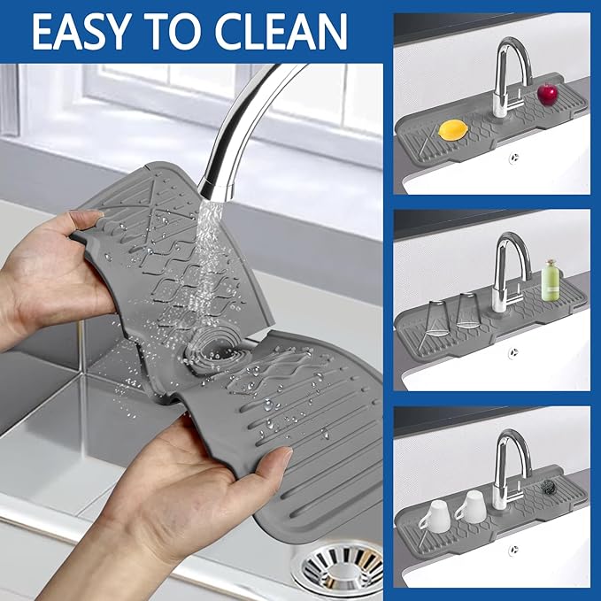 Sink Splash Guard Gen2-17" x 6'' Kitchen Sink Accessories, Silicone Sink Mat