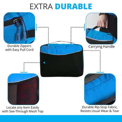 bago 8 Pcs Packing Cubes For Travel - 5 Packing Cube with 3 ZipLock Bags - Travel Cubes to Get Maximum Storage, Save Time & Effort to Pack - Happy Traveling (BlackBluePurpGreenPink)