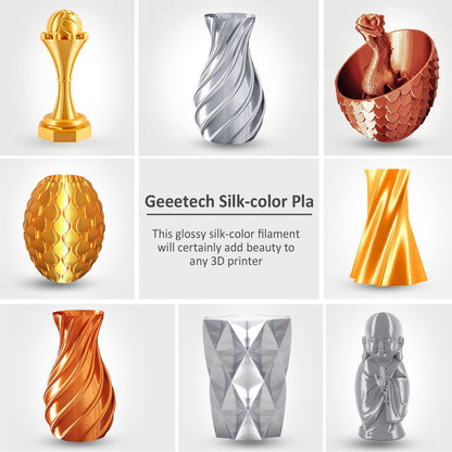 PLA Filament 1.75mm, Silk Style Filament, Geeetech 3D Printer Shine PLA Filament,1kg per Spool,Silk Gold