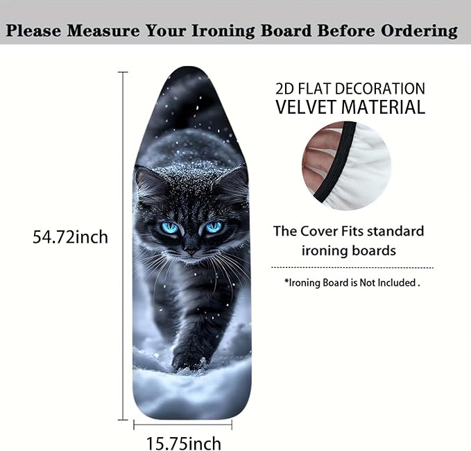 Nuxovilar Snowy Black Cat with Blue Eyes Ironing Board Cover, 15 * 54inch
