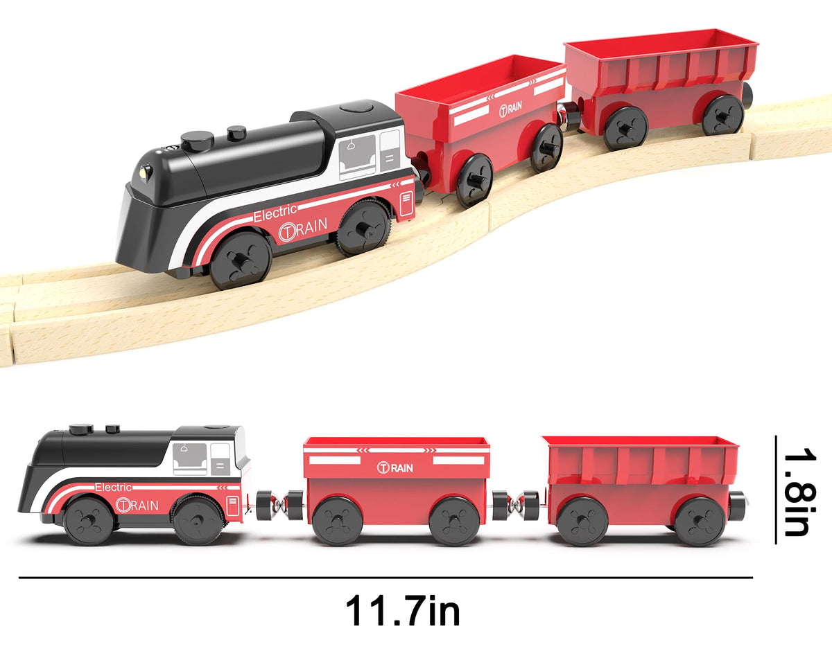 Battery Operated Train for Wooden Track, Motorized Train for Toddlers 3+ Years Old, 3Pcs Trains Toy Set Electric Trains Compatible with Thomas, Brio, Chuggington, Melissa and Doug