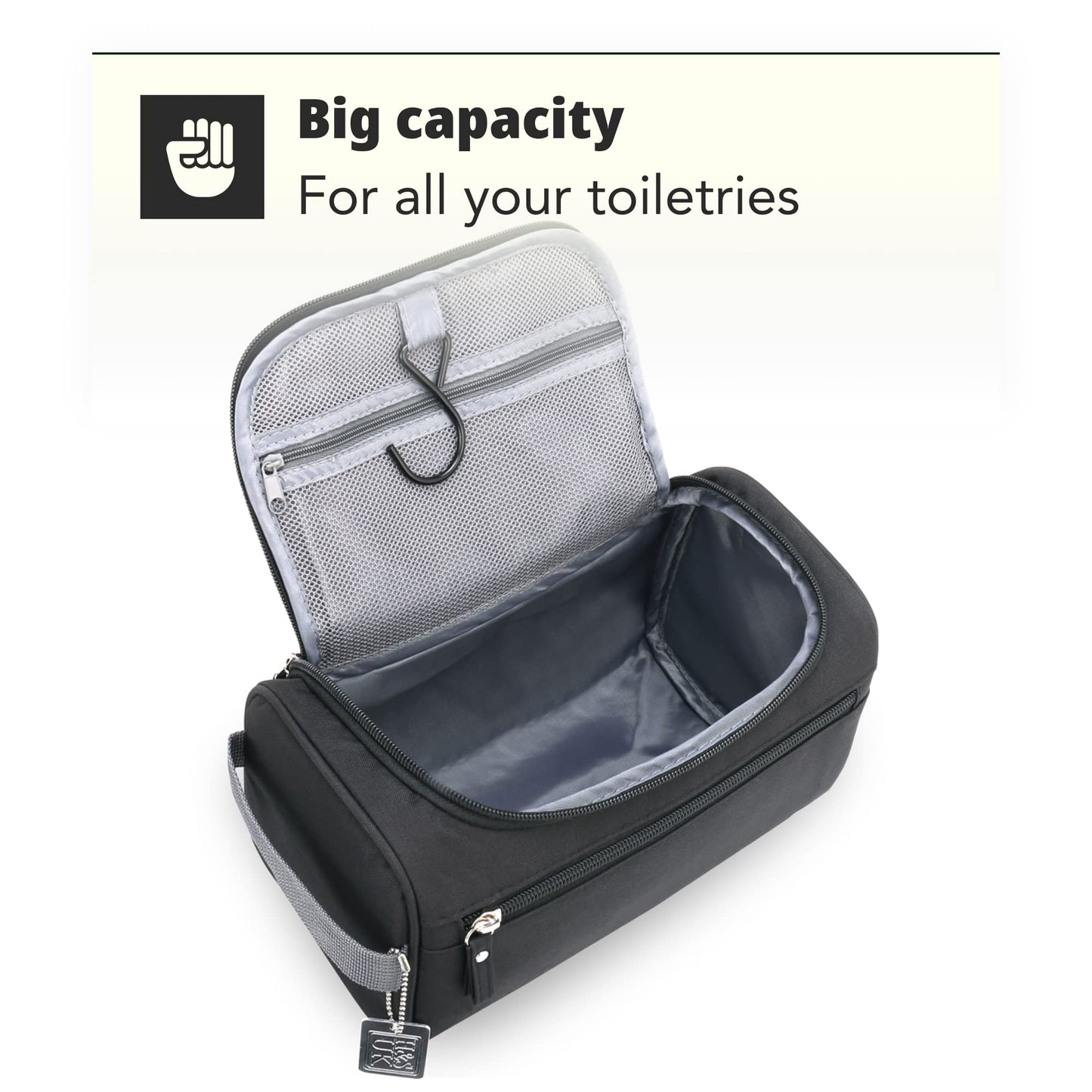 H&S Hanging Travel Toiletry Bag for Men & Women, Overnight Wash & Shaving Organiser, Gym Accessory, Men's Wash Bag