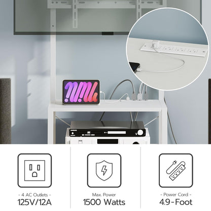 HOOBRO Rolling TV Stand with Mount and Power Outlet Up to 55 inch TV, Corner Entertainment Center, Small TV Stand with 3-Tier Storage Shelves for Living Room, Bedroom, Rustic Brown and Black BF66UDS01
