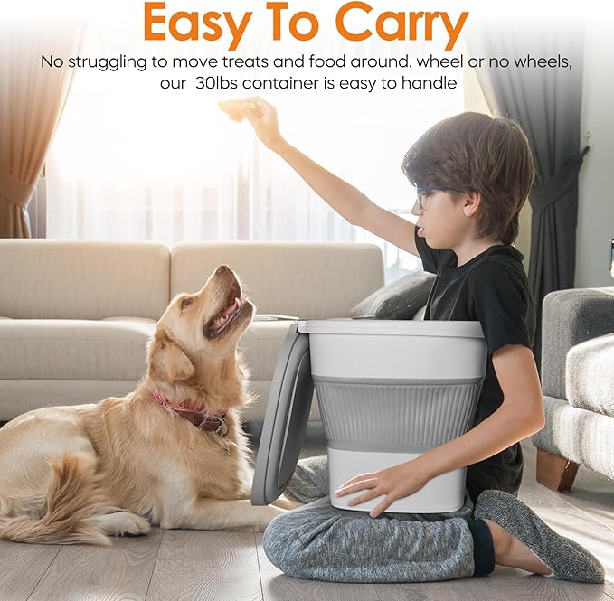 28-30Lbs Dog Food Storage Container, Collapsible Dog Food Container