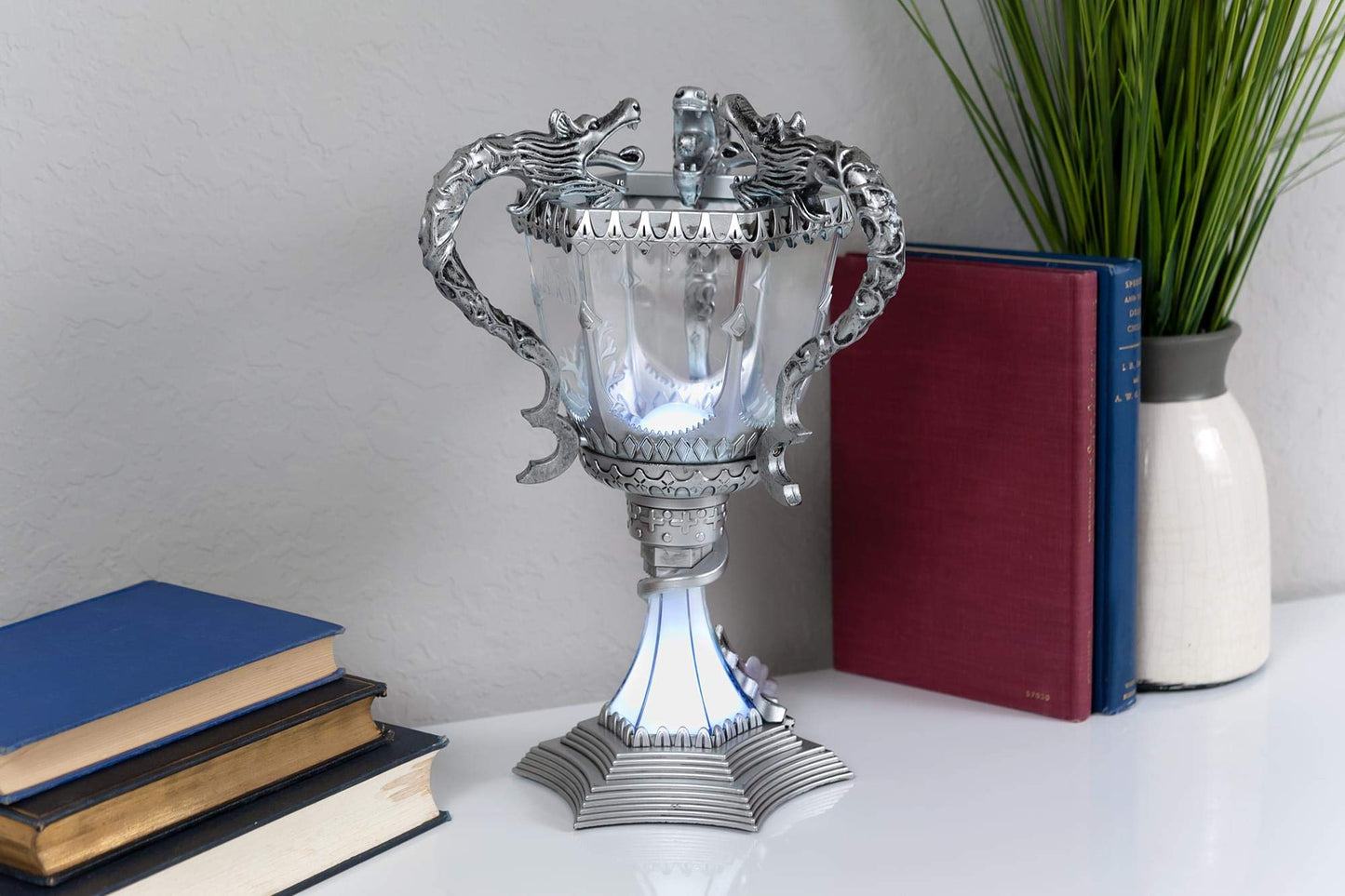 Harry Potter Triwizard Cup Battery Operated Mood Light | 13-Inch Tall LED Lamp,Silver