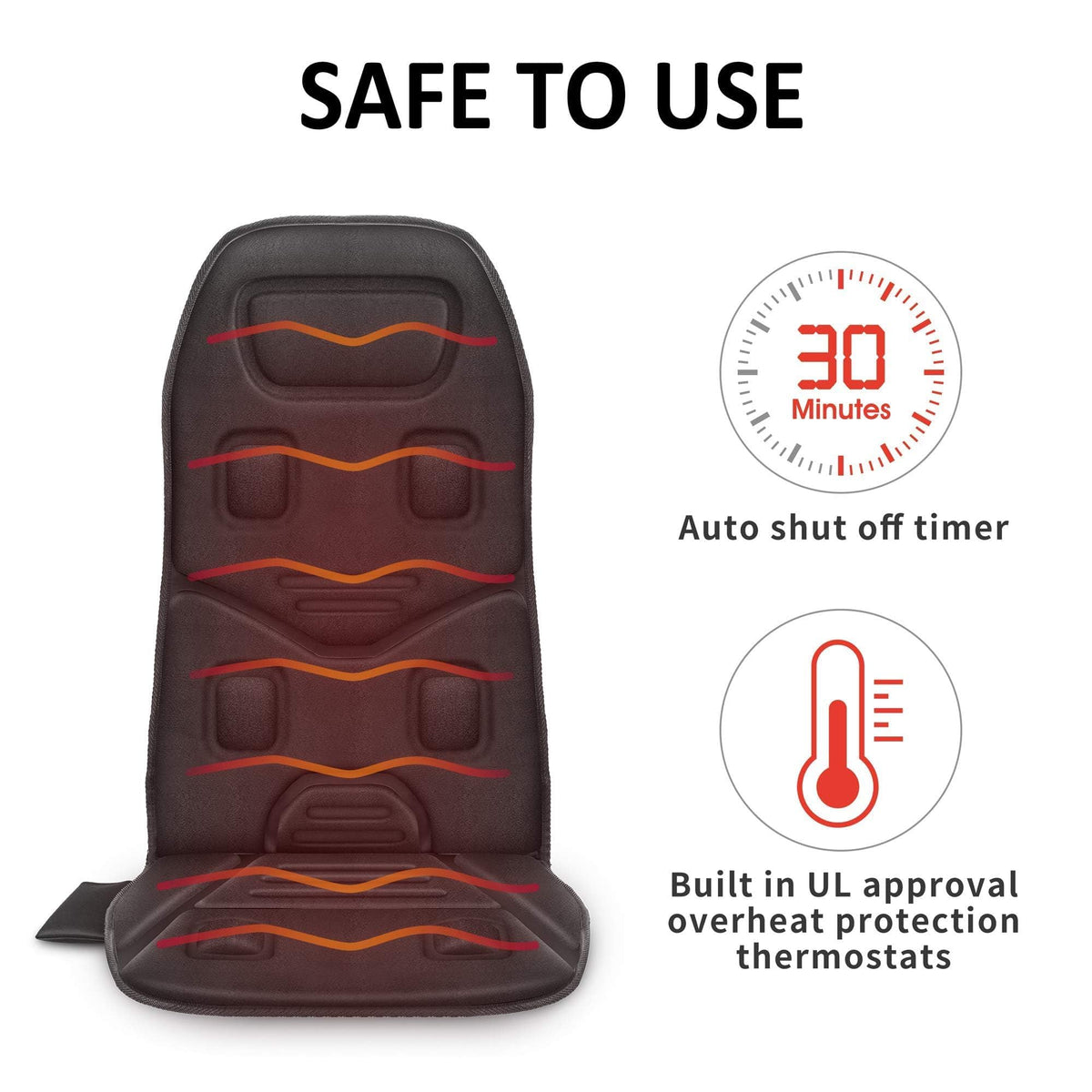 COMFIER Massage Seat Cushion Back Massager with Heat,10 Motors Vibration Chair Pad（Not Shiatsu,Rolling Massage,Chair Massager for Office/Home(Not for Car)