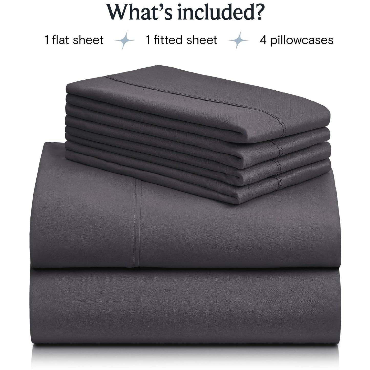 LuxClub 6 PC Queen Sheet Set, Sheets Queen Size, Deep Pockets 18" Eco Friendly Wrinkle Free Cooling Sheets Machine Washable Hotel Bedding Silky Soft - Dark Grey Queen