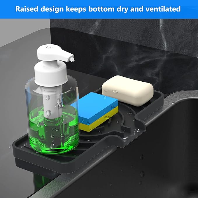 Sponge Holder for Kitchen Sink, Dish Sponge Holder & Soap Tray