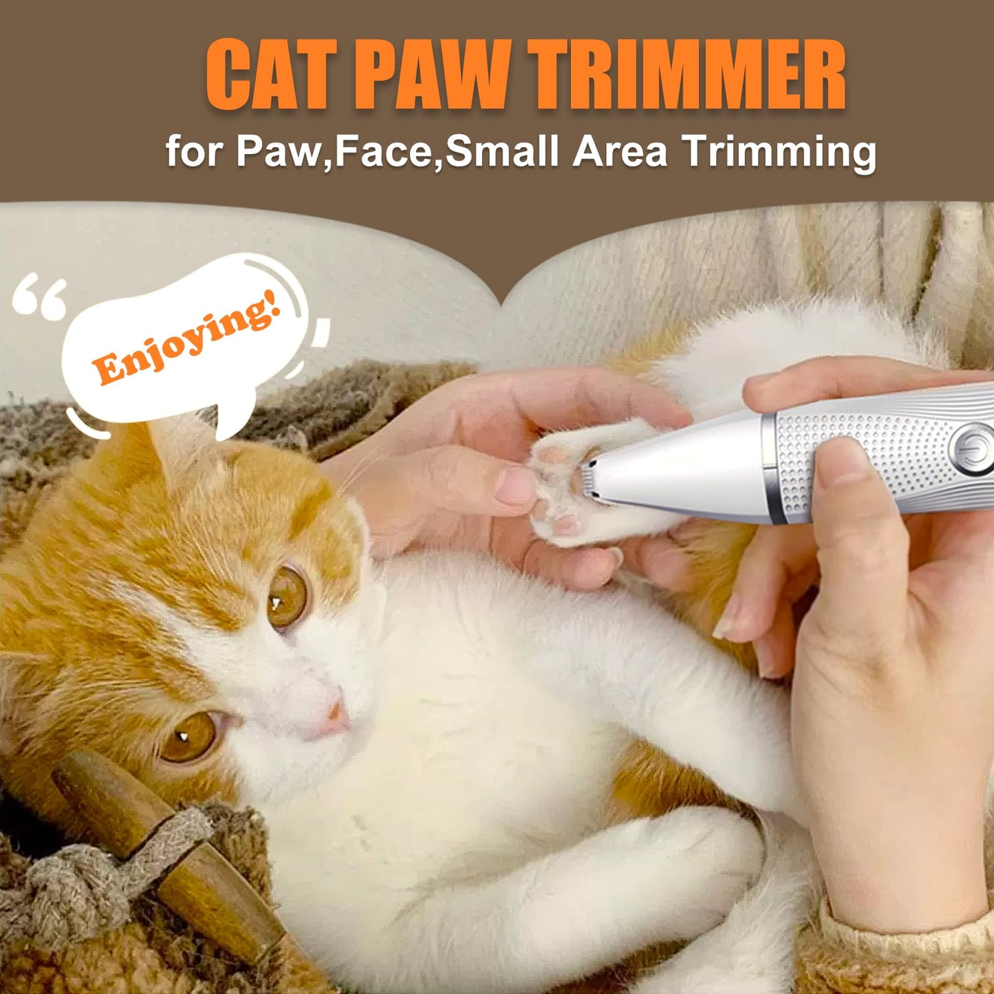 Bautrium Cat Grooming Clippers Kit, Low Noise Cat Shaver for Matted Fur Claw - Paw Trimmer for Dogs with Stainless Steel Scissors Combs & USB-C Charging Cable