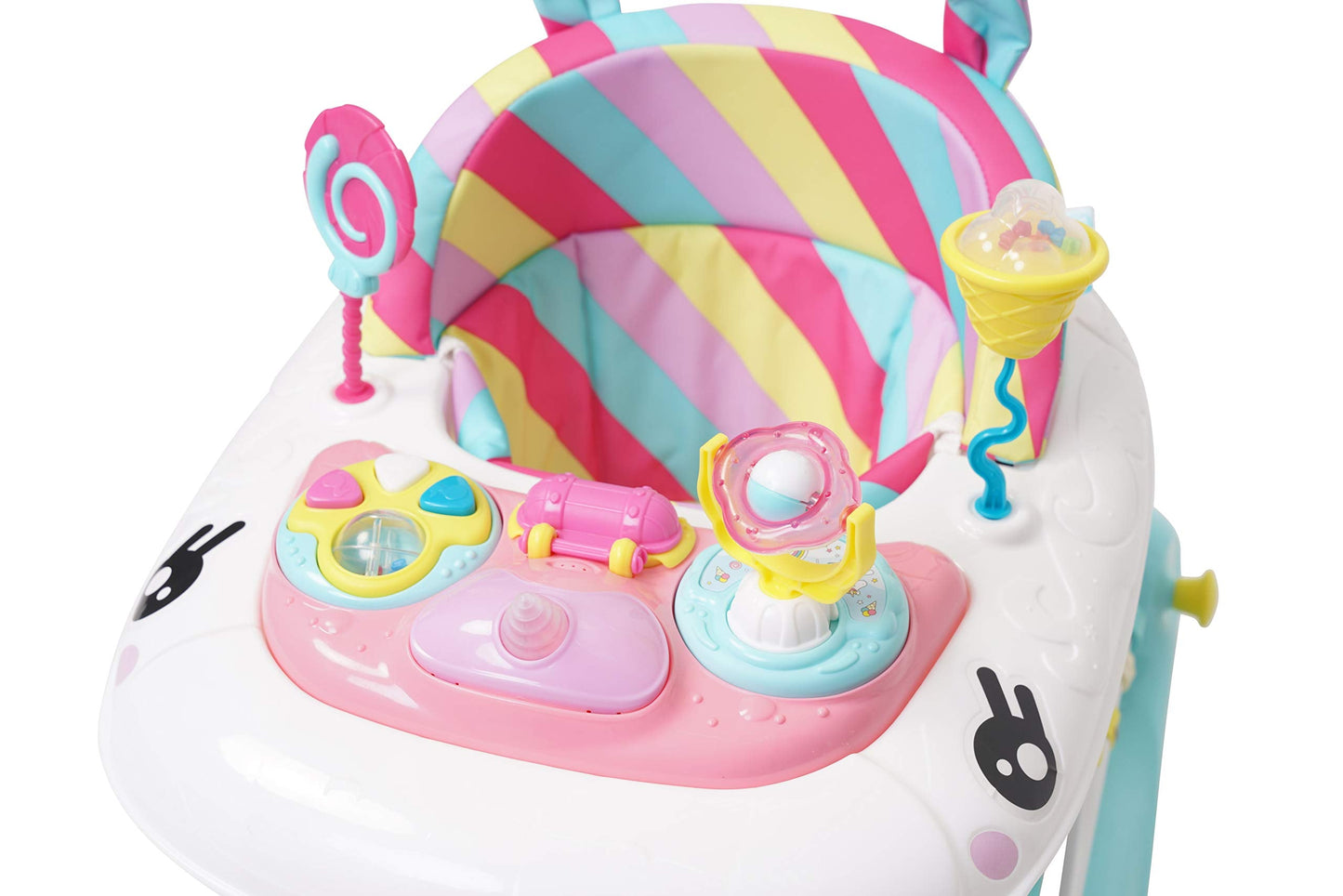 MyChild Unicorn 2-in-1 Walker Rocker, Pink Rainbow - Activity Center Baby Walker - Easy fold Frame for Storage - 6 Months + Anti Fall Blocks for Extra Safety and 3 Height Adjustment.