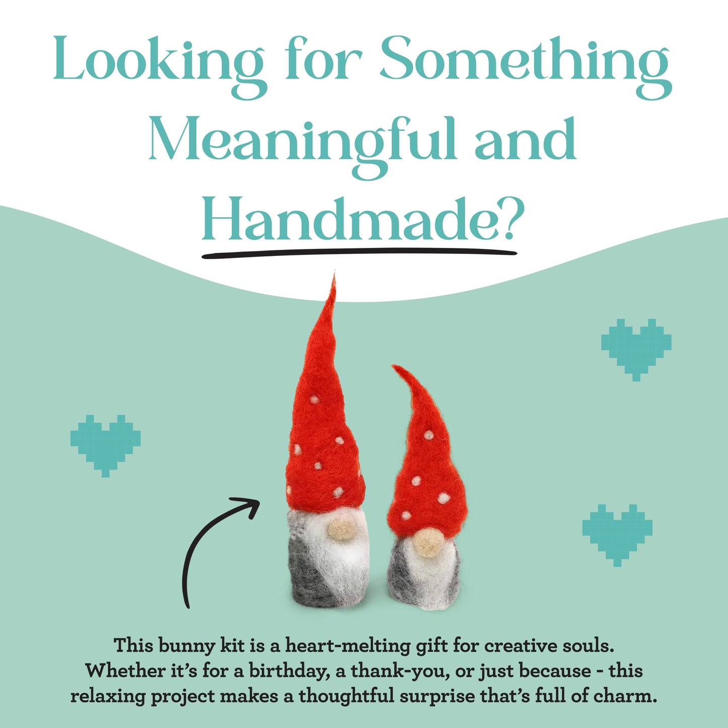 The Crafty Kit Company Needle Felting Craft Kit - Nordic Gnomes | 100% Corriedale Wool DIY Felt Craft Kit – Handmade Gift for Adults, Teens & Beginners | Age 10+