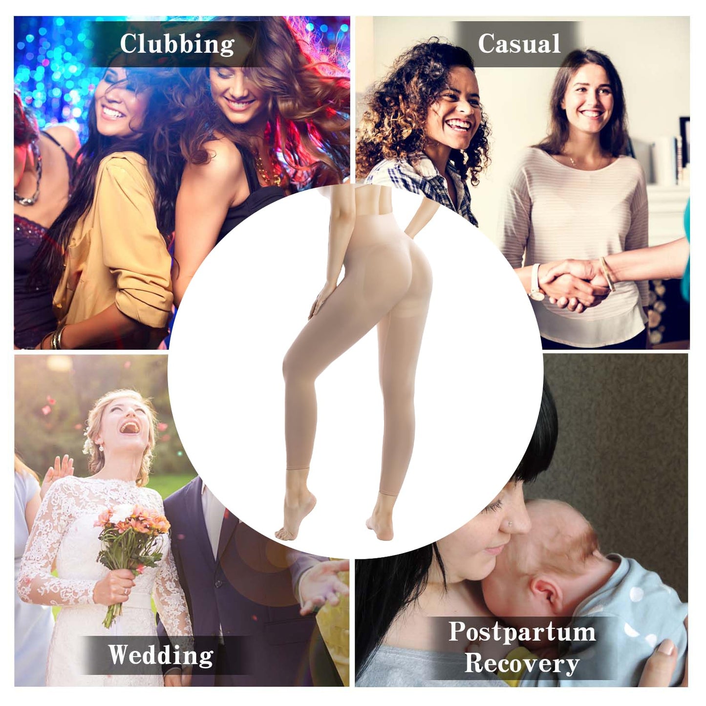 +MD Shapewear for Women Tummy Control Seamless High Waisted Light Compression Footless Tights Leggings