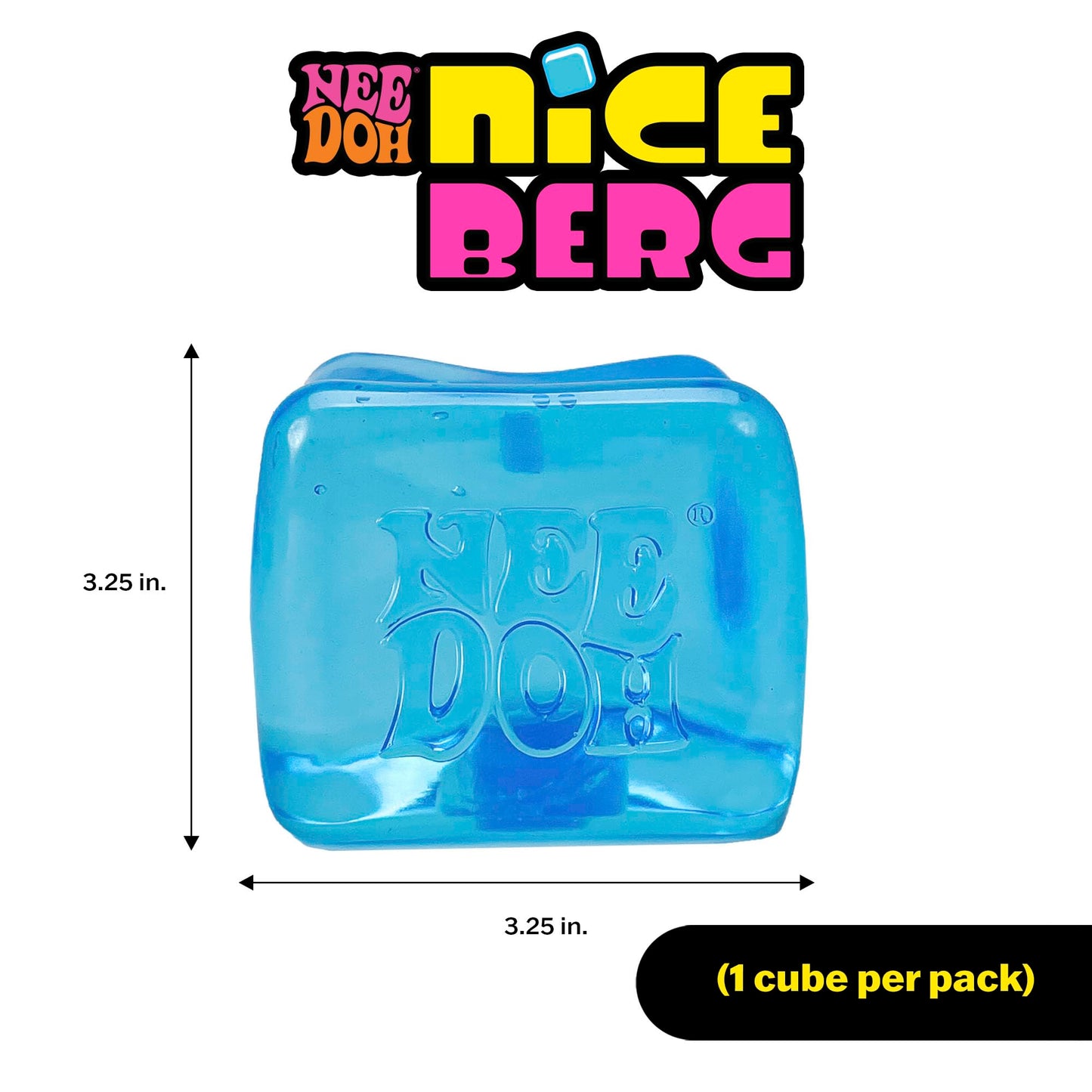 NeeDoh Niceberg - Large Squishy Ice Cube Fidget Toy For Kids, Nee Doh Stress Balls, Sensory Fidgets, Squidgy Toys For Anxiety Relief, Safe Non-Toxic Gel Texture, Age 3 Year Olds +