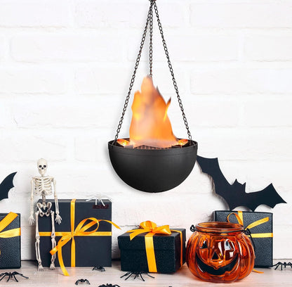 Aspen Creative 61168-24-1,LED Hanging Fire Flame Light Prop for Halloween,Christmas and Party Decor,Black Finish,Blue Flickering Light Effect