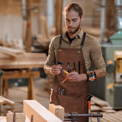 WEARXI Aprons for Men, Woodworking Apron with Tool Pockets, Canvas Work Apron for Woodworkers, Mechanics, Blacksmiths, Carpenters S-XXXL, Mens Aprons Gifts for Dad, Gifts for Father Day, Dad Gifts