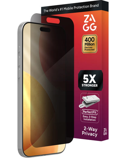 ZAGG Glass Elite Screen Protector for iPhone 16 Pro - 5X Stronger, Reinforced Edges, Ultra-Strong Tempered Glass, Scratch Resistant, Anti-Smudge, Easy Installation, InvisibleShield, Eco-Friendly