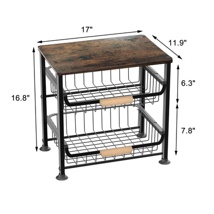 Uninol Fruit Vegetable Basket for Kitchen,3 Tier Pantry Organizers and Storage,Snack Organizer for Countertop,Pantry Cart,Metal Wire Storage Shelf Organizer Baskets for Kitchen, Pantry, Bathroom