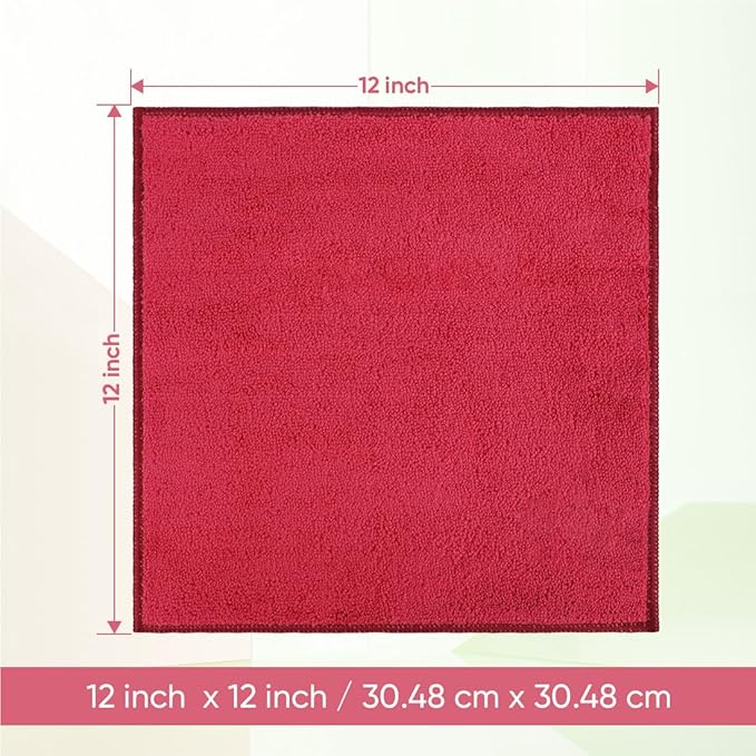 HOMEXCEL Red Microfiber Washcloths 12 Pack, Highly Absorbent and Soft Face Towel
