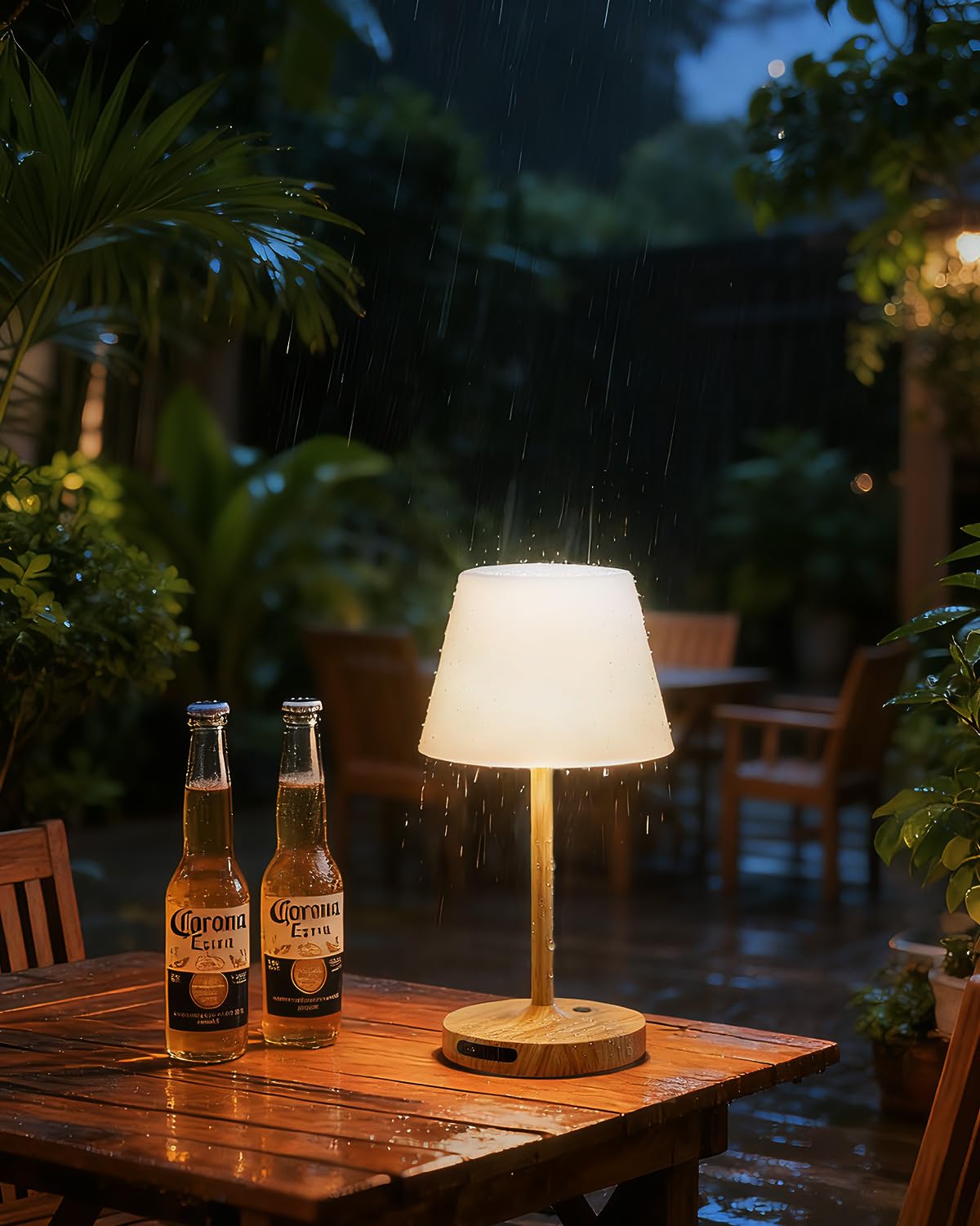 SAIWEYA Outdoor Waterproof Shower Lamp, 5200mAh Cordless Rechargeable Table Lamp with Touch Dimming, IP65 Wireless LED Night Light for Patio, Camping, Bathroom, Restaurant & Kitchen