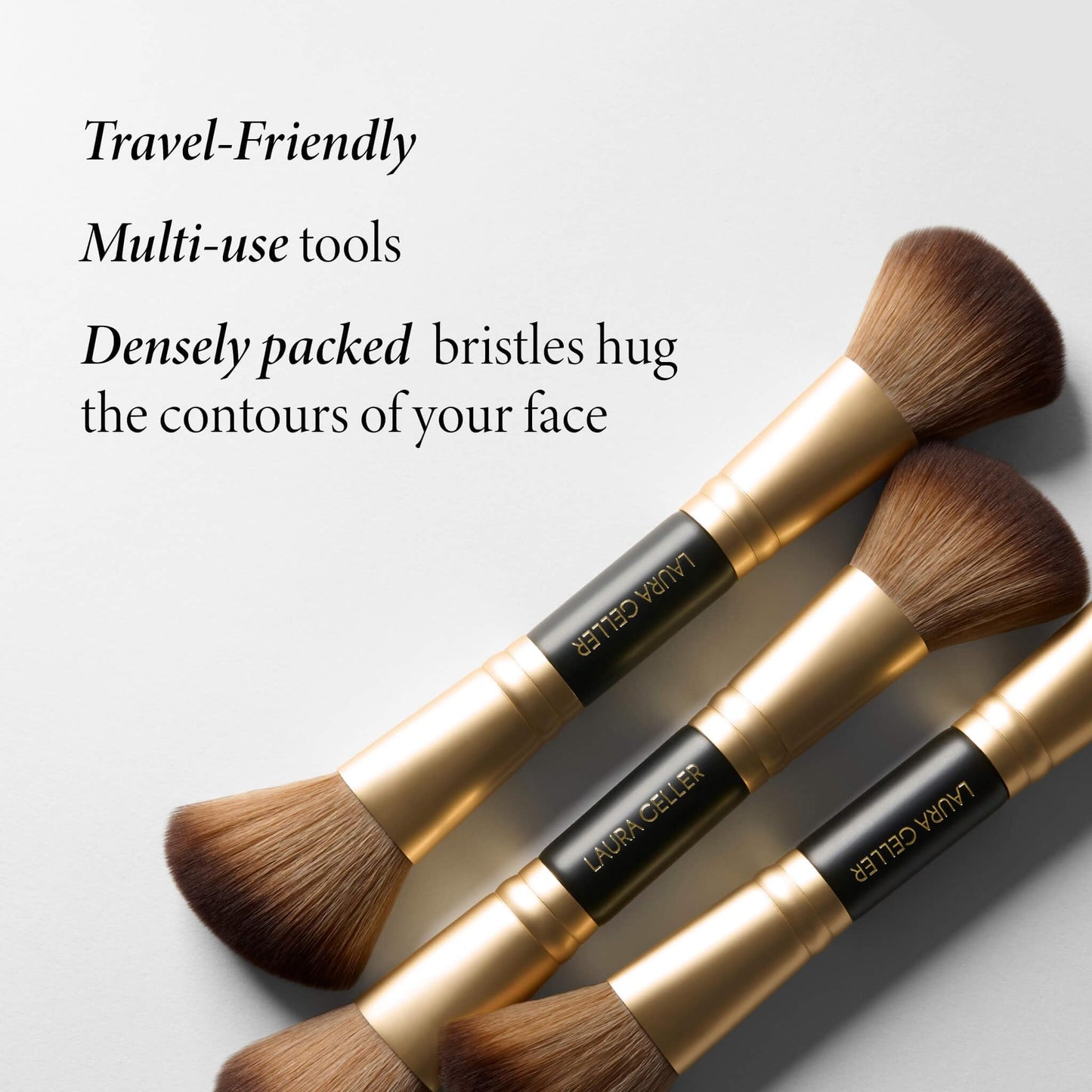 LAURA GELLER NEW YORK Retractable Black Kabuki Brush for Liquid, Cream and Powder Face Makeup With Aluminum Handle